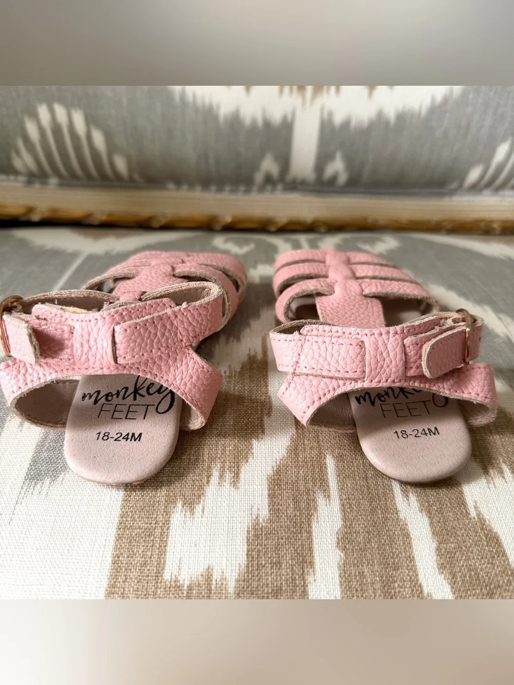 18-24M🩷 Monkey Feet Pink Leather Strappy Fisherman Toddler Sandals